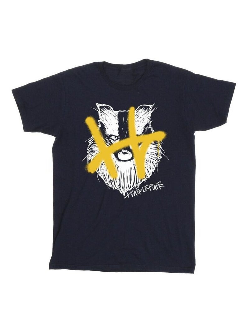 Harry Potter - T-shirt HUFFLEPUFF Bleu marine - Kiabi