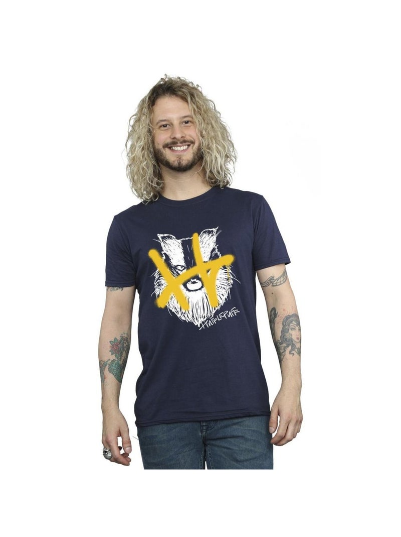 Harry Potter - T-shirt HUFFLEPUFF Bleu marine - Kiabi