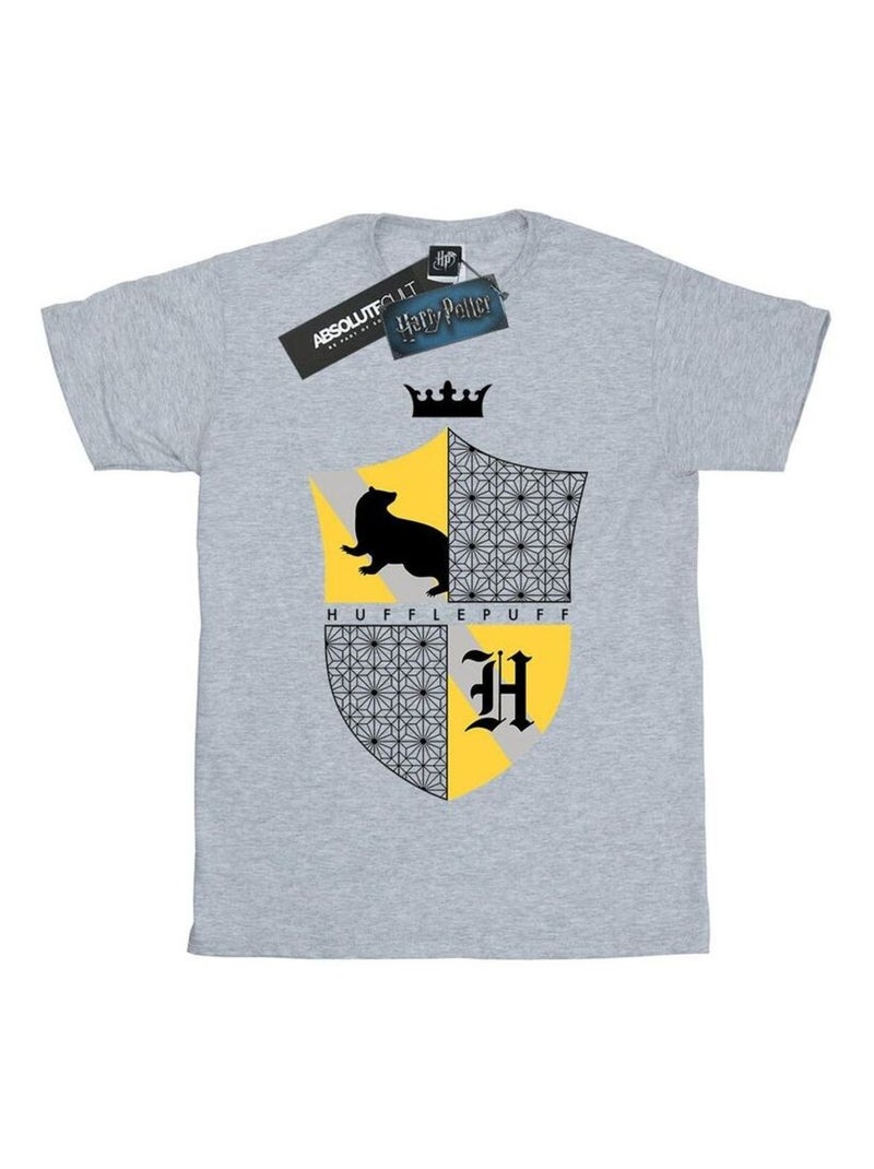 Harry Potter - T-shirt HUFFLEPUFF Gris chiné - Kiabi