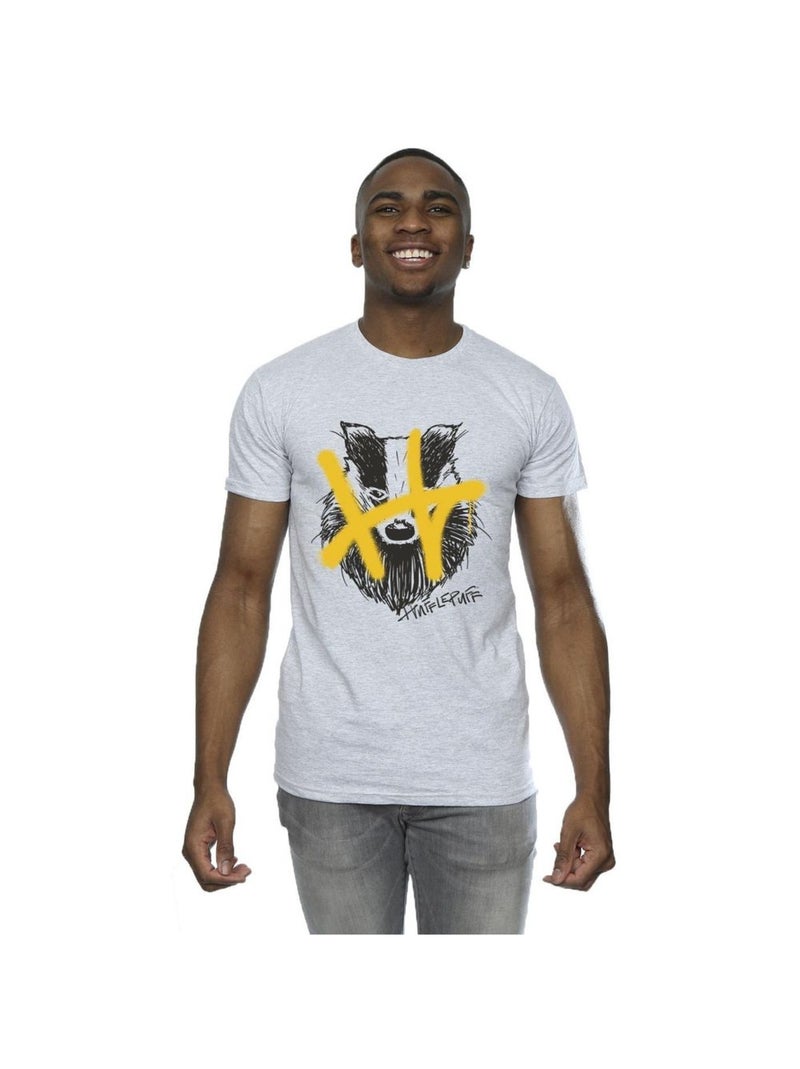 Harry Potter - T-shirt HUFFLEPUFF Gris chiné - Kiabi