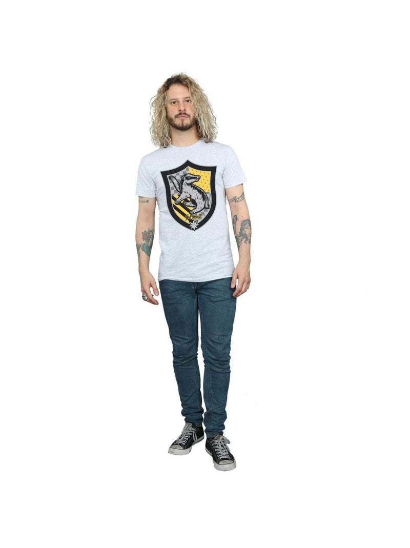 Harry Potter - T-shirt HUFFLEPUFF Gris chiné - Kiabi