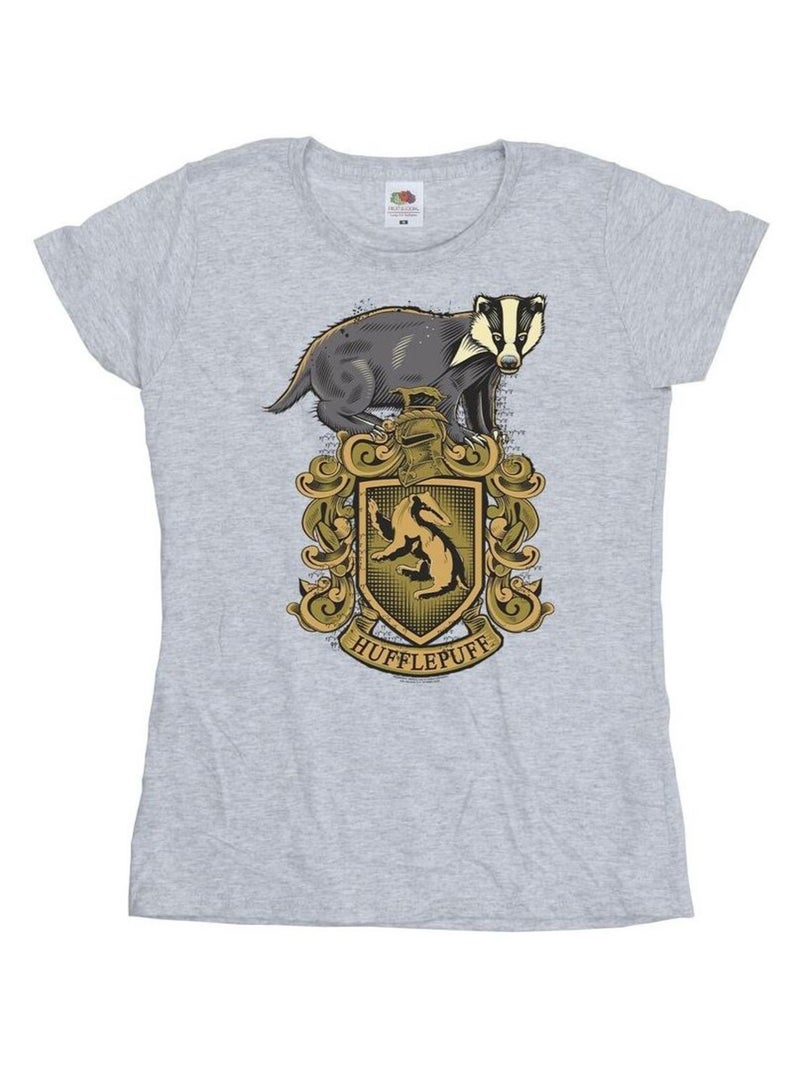 Harry Potter - T-shirt HUFFLEPUFF Gris chiné - Kiabi
