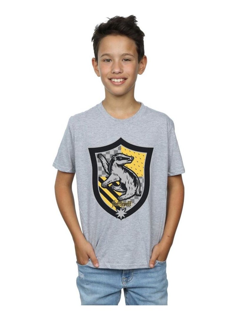Harry Potter - T-shirt HUFFLEPUFF Gris chiné - Kiabi