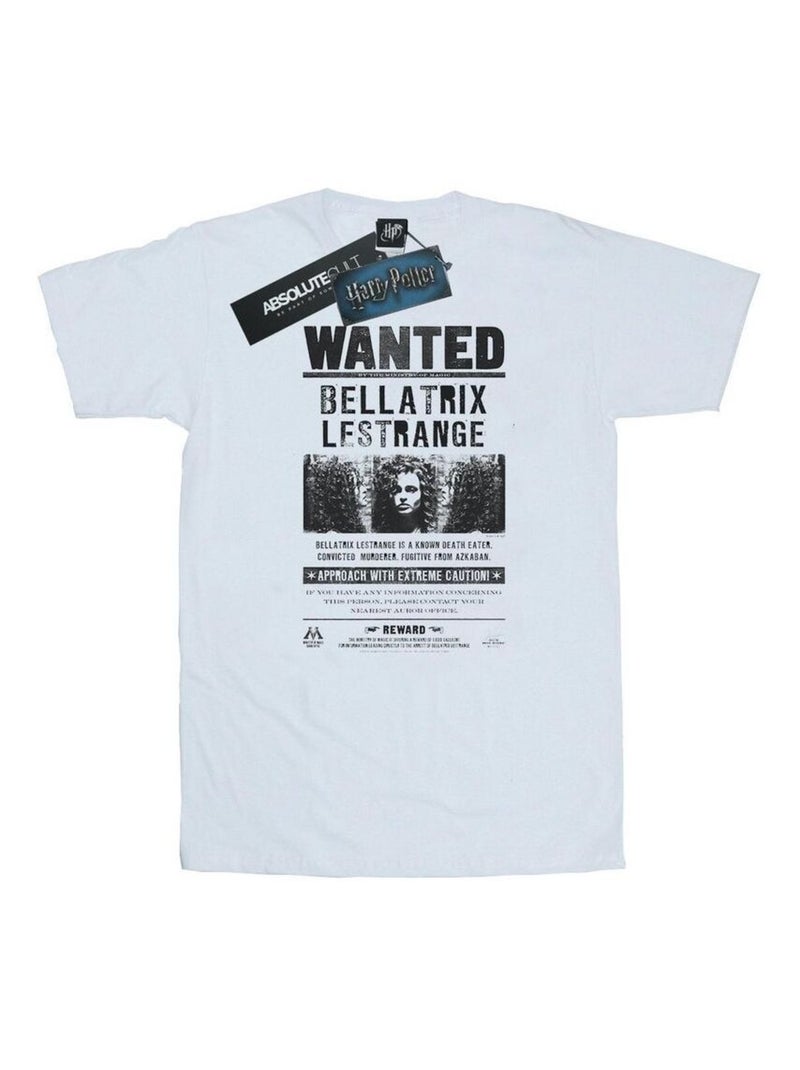 Harry Potter - T-shirt motif Bellatrix Lestrange motif/style poster 'Wanted' (Bellatrix Lestrange) Blanc - Kiabi