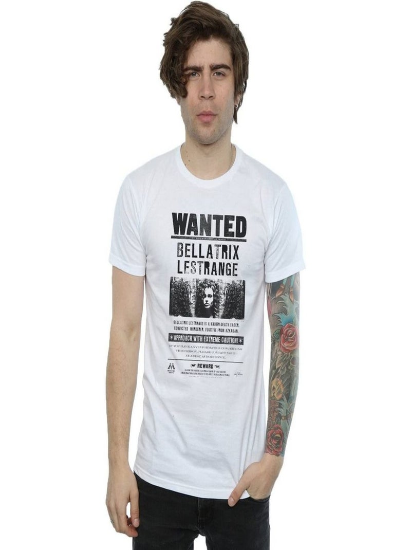 Harry Potter - T-shirt motif Bellatrix Lestrange motif/style poster 'Wanted' (Bellatrix Lestrange) Blanc - Kiabi