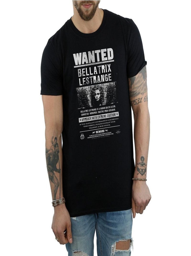 Harry Potter - T-shirt motif Bellatrix Lestrange motif/style poster 'Wanted' (Bellatrix Lestrange) Noir - Kiabi