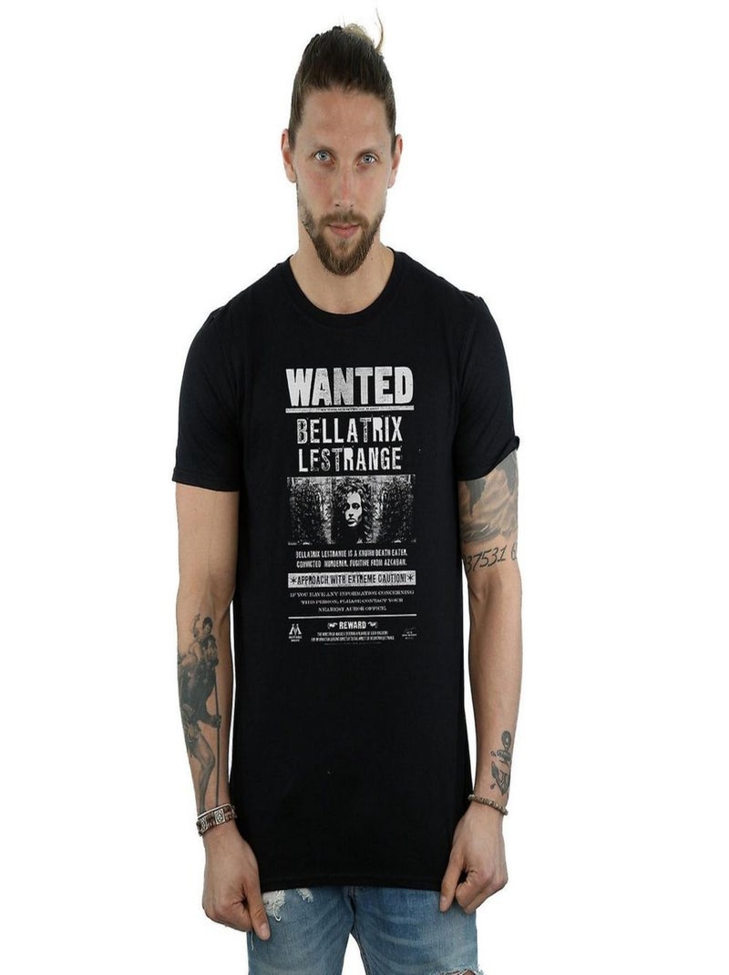Harry Potter - T-shirt motif Bellatrix Lestrange motif/style poster 'Wanted' (Bellatrix Lestrange) Noir - Kiabi