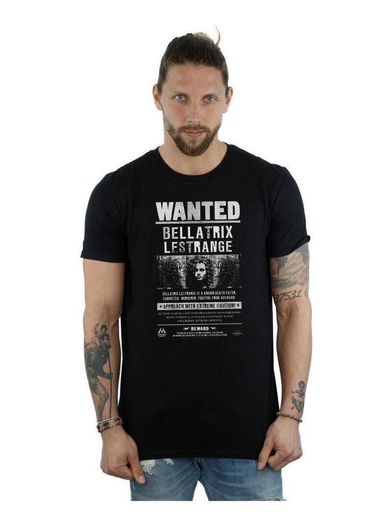 Harry Potter - T-shirt motif Bellatrix Lestrange motif/style poster 'Wanted' (Bellatrix Lestrange) Noir - Kiabi
