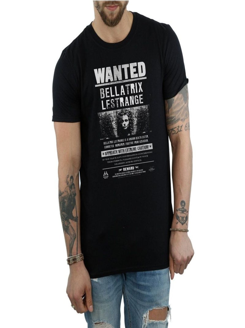 Harry Potter - T-shirt motif Bellatrix Lestrange motif/style poster 'Wanted' (Bellatrix Lestrange) Noir - Kiabi