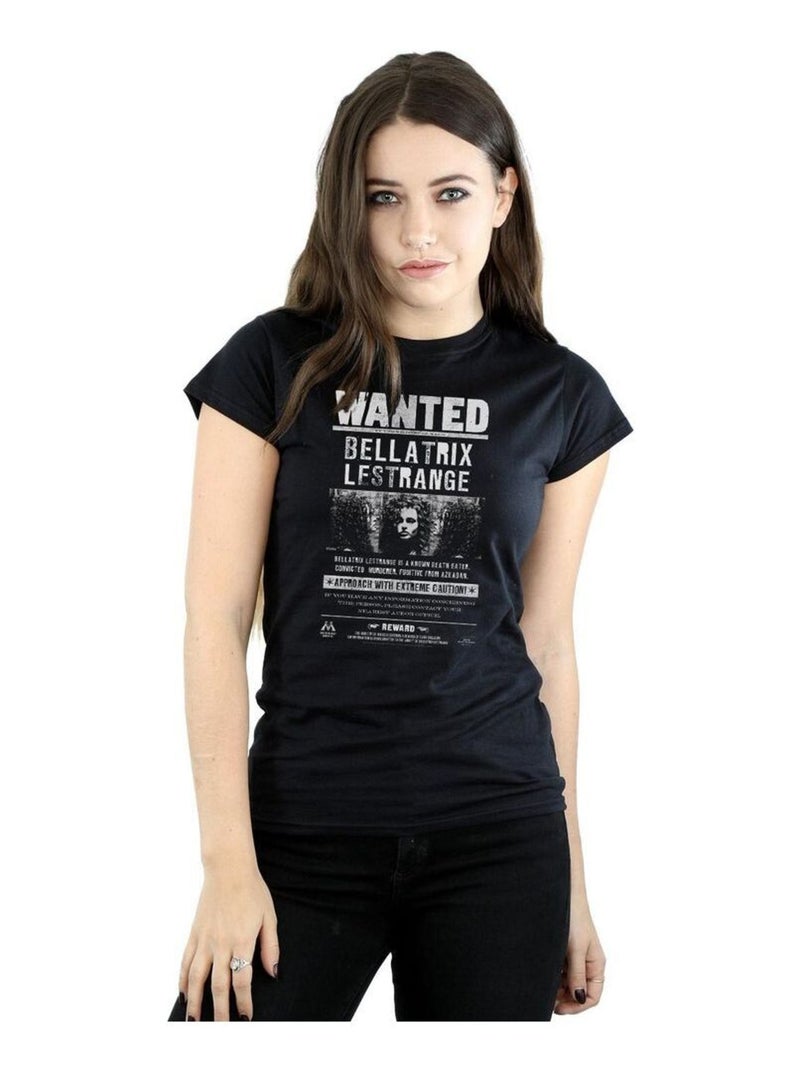 Harry Potter - T-shirt motif Bellatrix Lestrange motif/style poster 'Wanted' (Bellatrix Lestrange) Noir - Kiabi