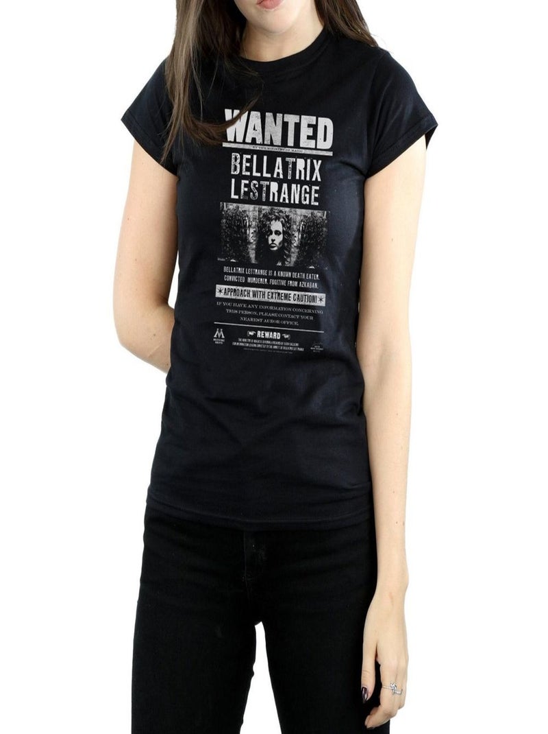 Harry Potter - T-shirt motif Bellatrix Lestrange motif/style poster 'Wanted' (Bellatrix Lestrange) Noir - Kiabi