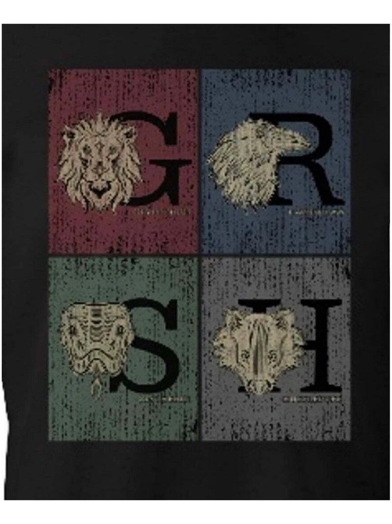 Harry Potter - T-shirt motif/style Grunge HOGWARTS Noir - Kiabi