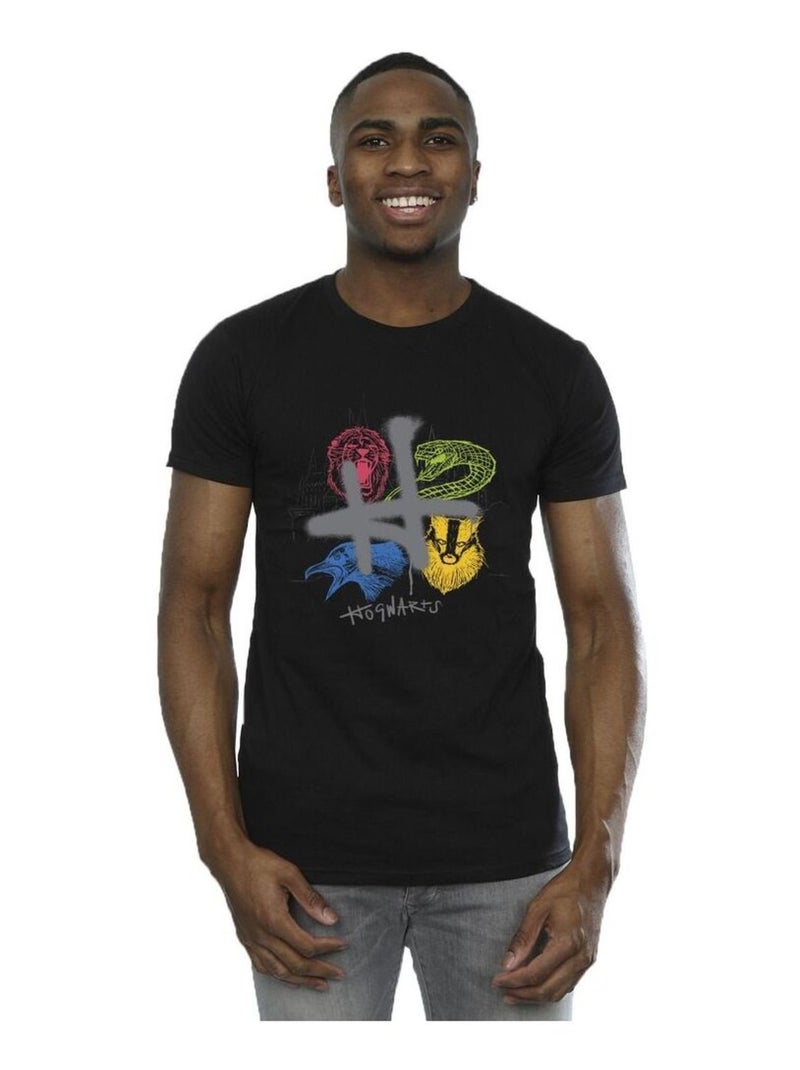 Harry Potter - T-shirt motif/style H à la bombe et emblème Noir - Kiabi
