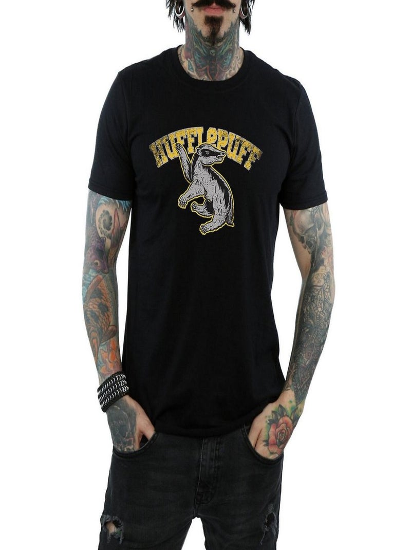 Harry Potter - T-shirt motif/style Poufsouffle Noir - Kiabi