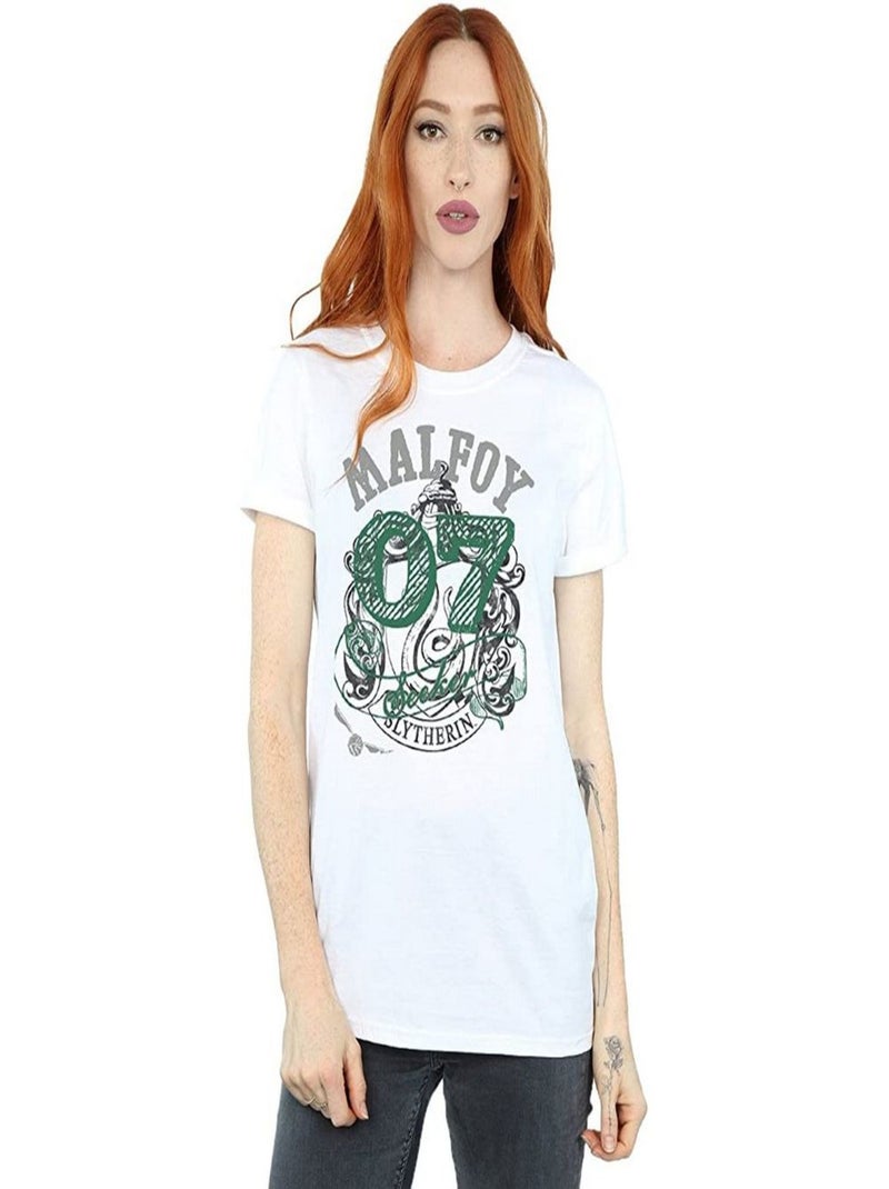 Harry Potter - T-shirt motif/style Serpentard MALFOY Blanc - Kiabi