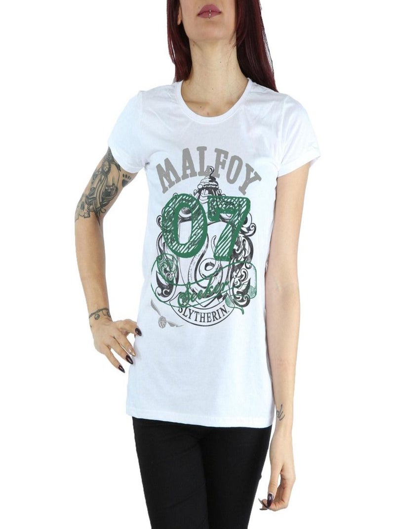 Harry Potter - T-shirt motif/style Serpentard MALFOY Blanc - Kiabi