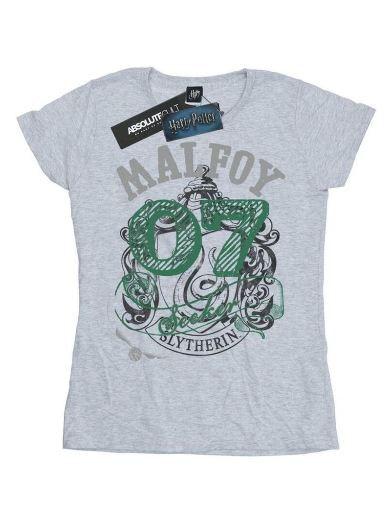 Harry Potter - T-shirt motif/style Serpentard MALFOY Gris chiné - Kiabi