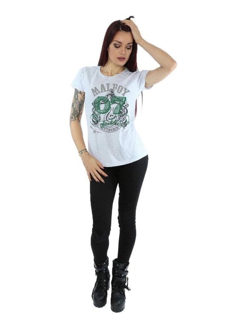Harry Potter - T-shirt motif/style Serpentard MALFOY Gris chiné - Kiabi