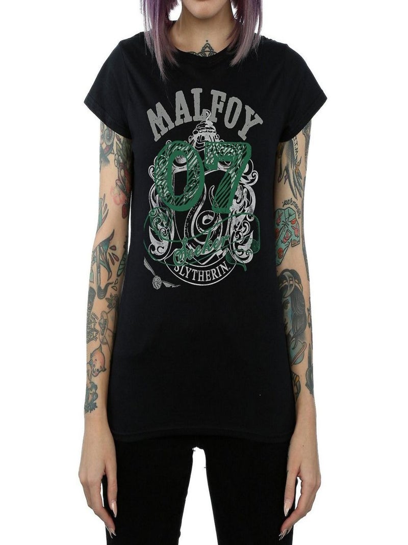 Harry Potter - T-shirt motif/style Serpentard MALFOY Noir - Kiabi