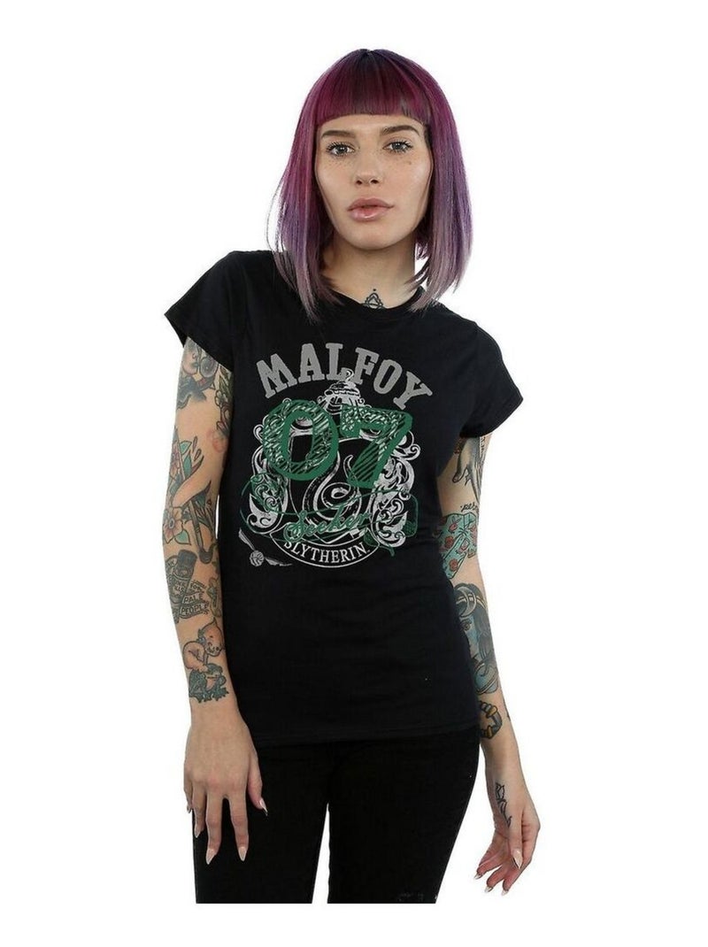 Harry Potter - T-shirt motif/style Serpentard MALFOY Noir - Kiabi