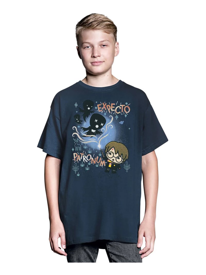 Harry Potter - T-shirt motif/style Spero Patronum Bleu marine - Kiabi