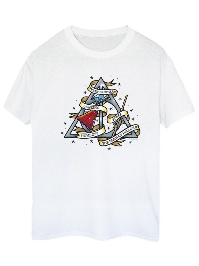 Harry Potter - T-shirt THE DEATHLY HALLOWS Blanc - Kiabi
