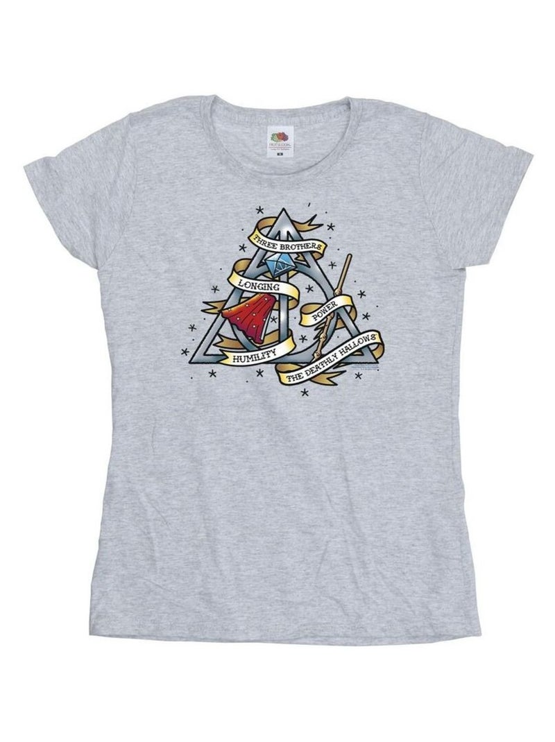 Harry Potter - T-shirt THE DEATHLY HALLOWS Gris chiné - Kiabi