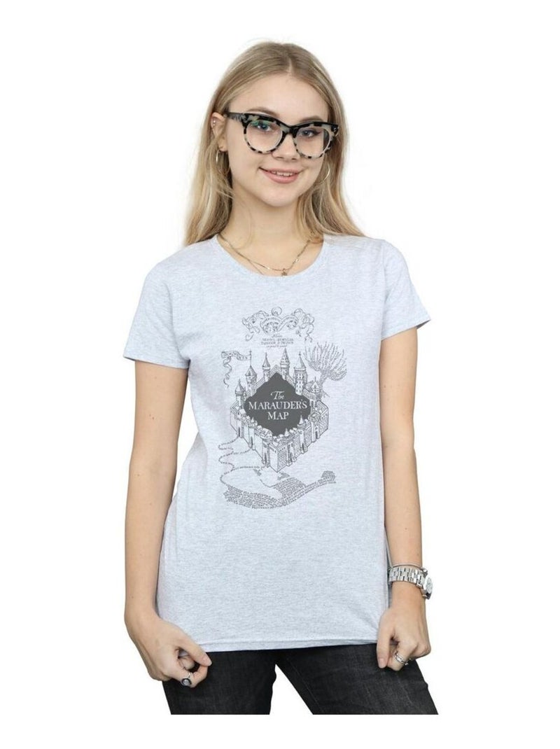 Harry Potter - T-shirt THE MARAUDER'S MAP Gris chiné - Kiabi