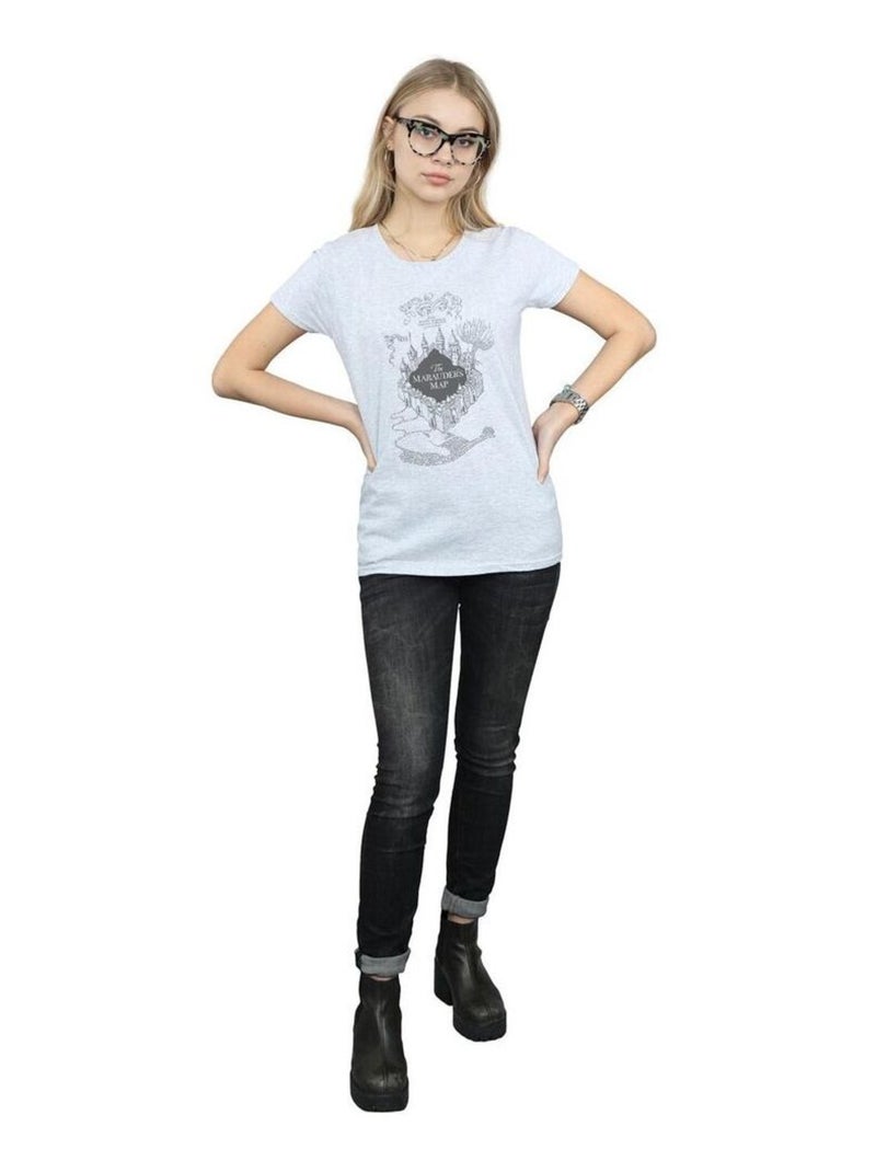 Harry Potter - T-shirt THE MARAUDER'S MAP Gris chiné - Kiabi