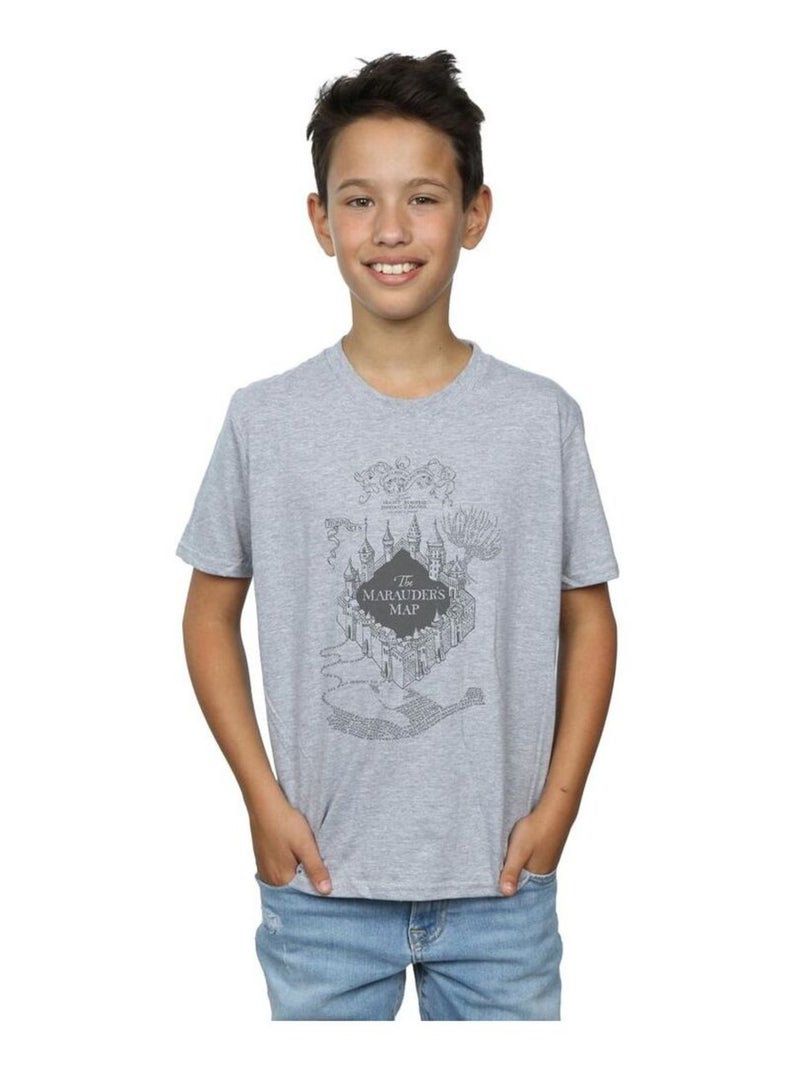 Harry Potter - T-shirt THE MARAUDER'S MAP Gris chiné - Kiabi