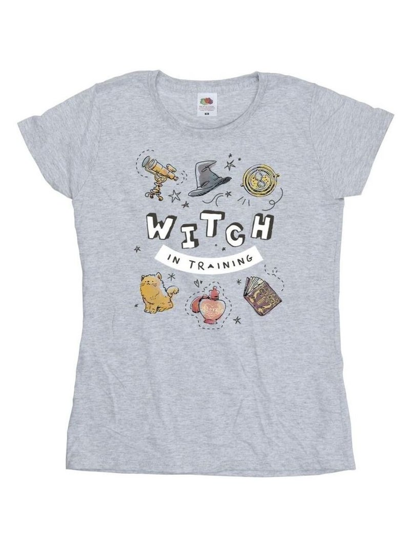 Harry Potter - T-shirt WITCH IN TRAINING Gris chiné - Kiabi