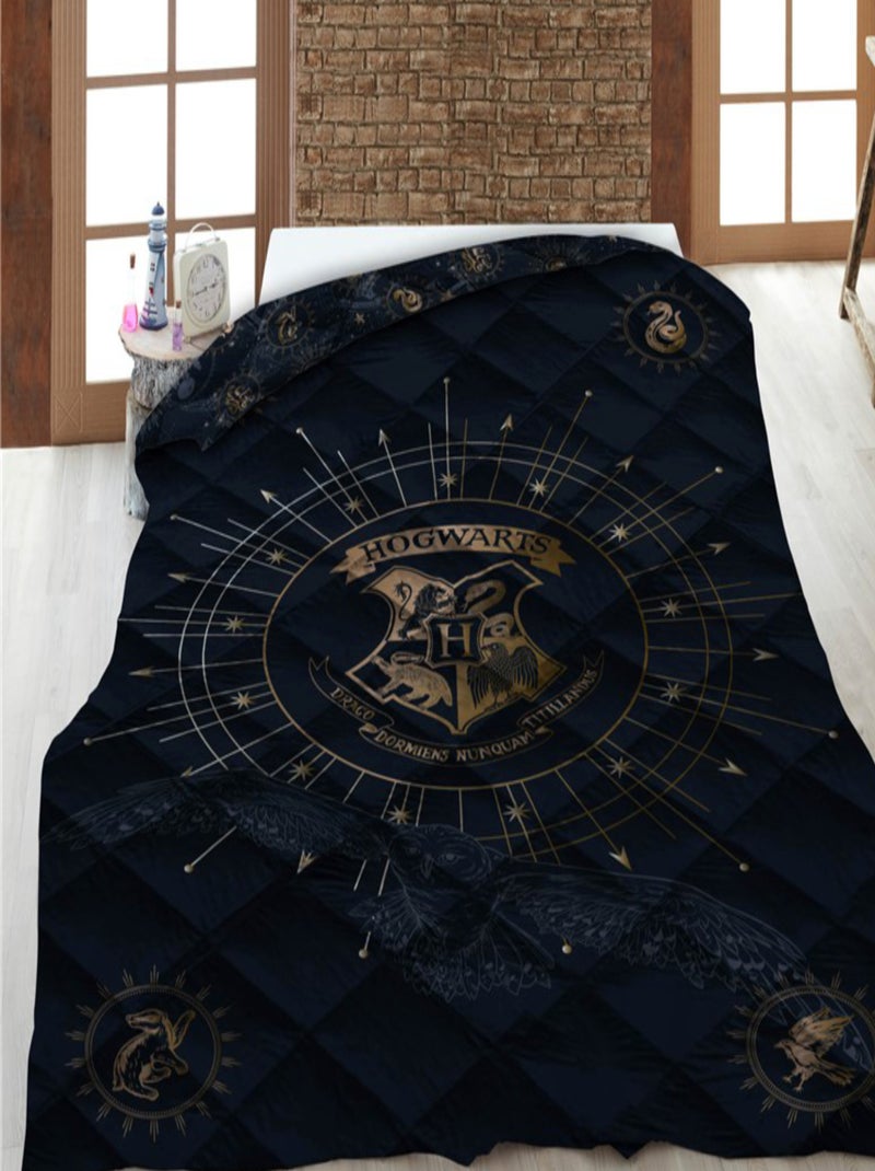 Harry Potter, Couette Enfant Imprimée Réversible, Poudlard Noir - Kiabi