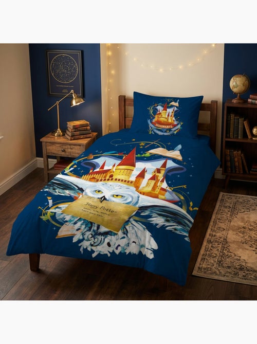 Harry potter hedwige housse de couette 140x200 cm + taie 63x63 bleu - Kiabi Harry potter hedwige housse de couette 140x200 cm + taie 63x63 bleu - Kiabi