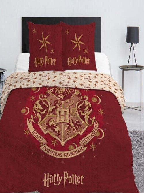 Harry Potter, Parure de Lit double Imprimée Réversible, POUDLARD, Rouge - Kiabi