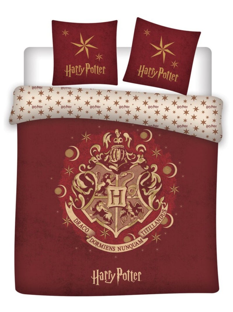 Harry Potter, Parure de Lit double Imprimée Réversible, POUDLARD, Rouge Rouge - Kiabi