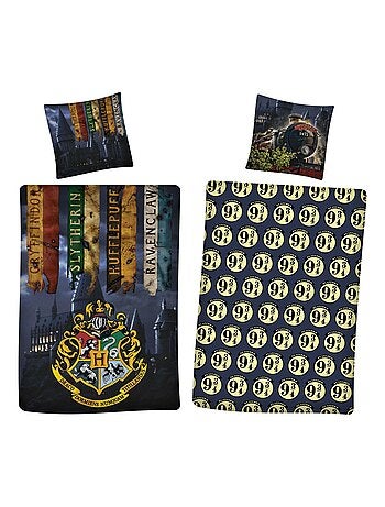 Harry Potter, Parure de Lit Enfant Imprimée Réversible, BLASONS POUDLARD