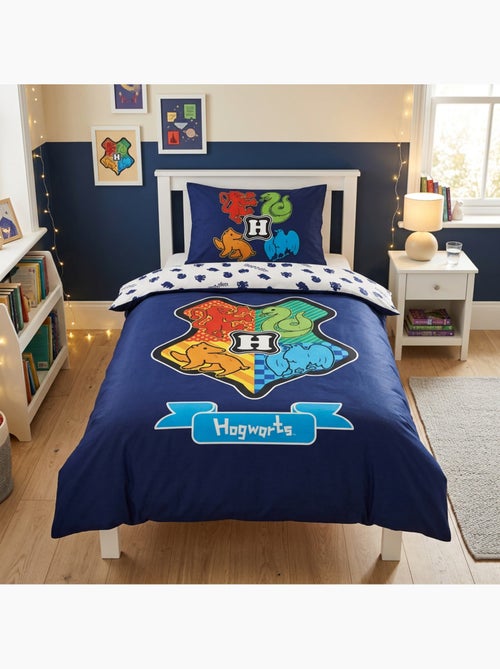 Harry potter poudlard housse de couette 140x200 cm + taie 65x65 coton - Kiabi