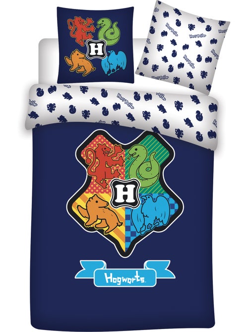 Harry potter poudlard housse de couette 140x200 cm + taie 65x65 coton - Kiabi