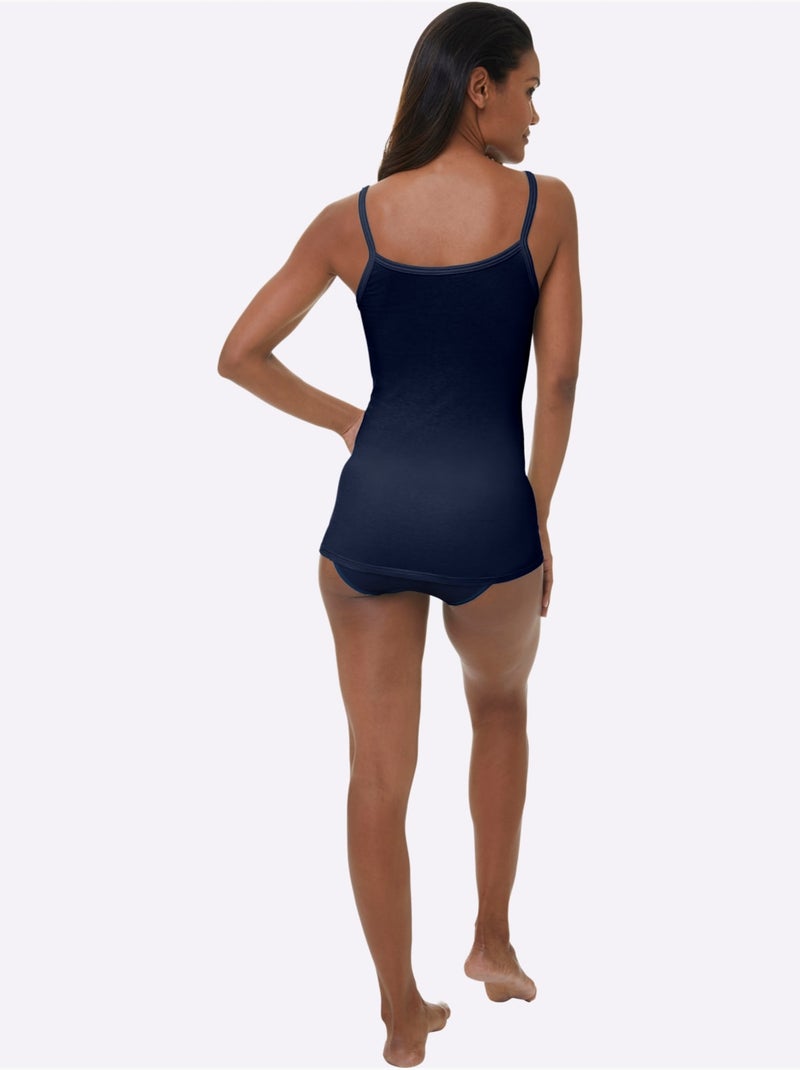 Haut à bretelles jersey fin - taille standard - witt Bleu marine - Kiabi