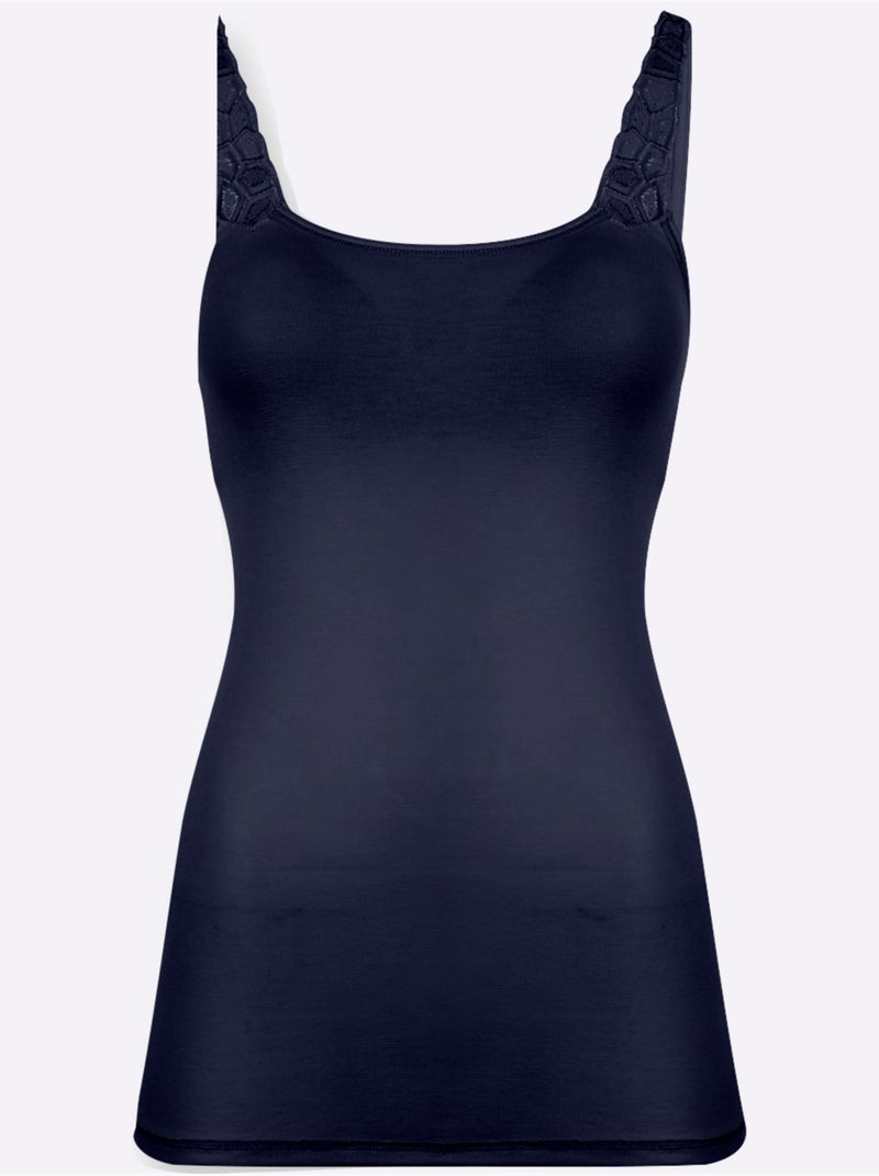 Haut à bretelles jersey fin - taille standard - witt Bleu marine - Kiabi