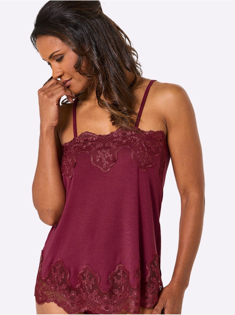 Haut à Bretelles Jersey Fin - Taille Standard - Witt Bordeaux - Kiabi