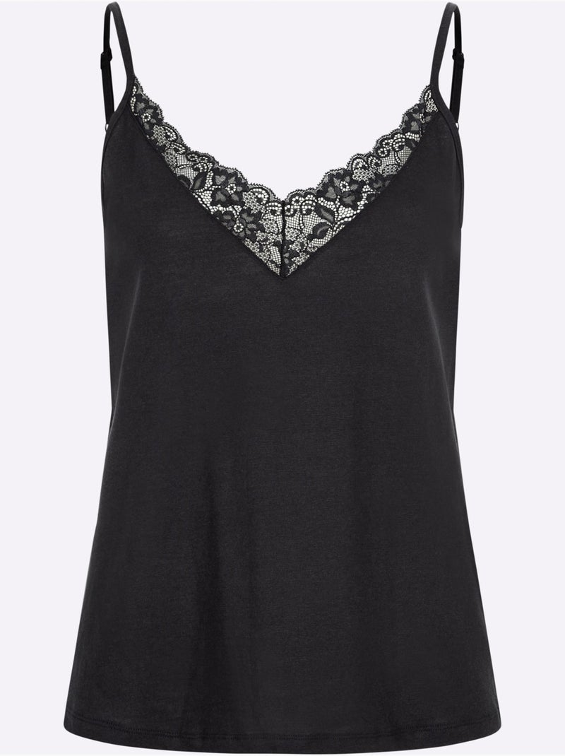 Haut à bretelles jersey fin - taille standard - witt Noir - Kiabi