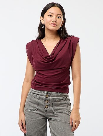 Haut à col bénitier sans manches drappé