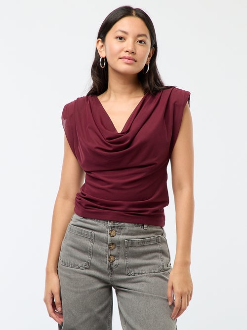 Haut à col bénitier sans manches drappé - Kiabi