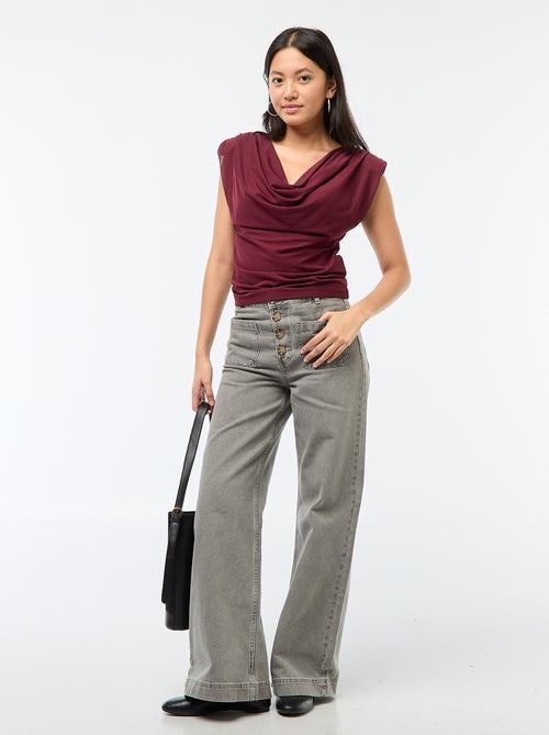 Haut à col bénitier sans manches drappé - Kiabi