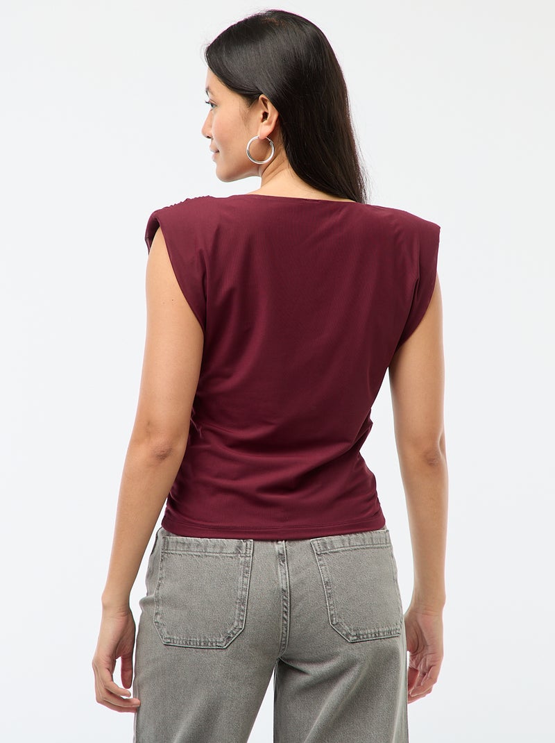 Haut à col bénitier sans manches drappé Rouge - Kiabi