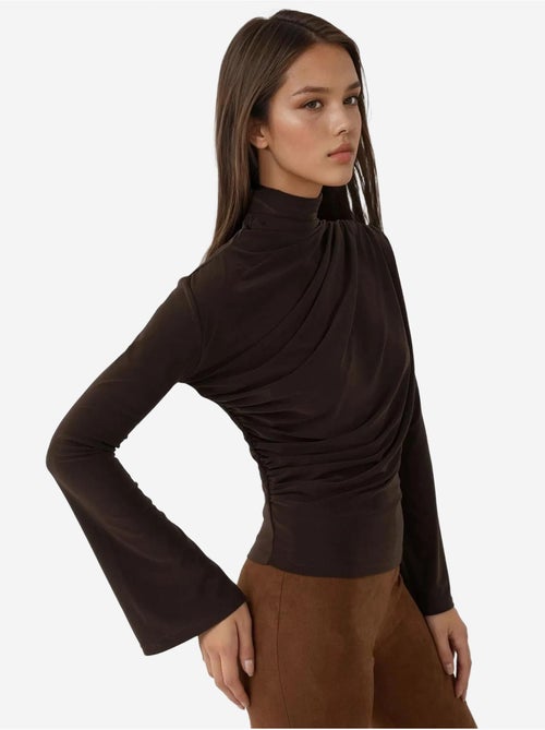 Haut à col roulé mi-long drapé, manches longues, coupe ajustée - Kiabi Haut à col roulé mi-long drapé, manches longues, coupe ajustée - Kiabi