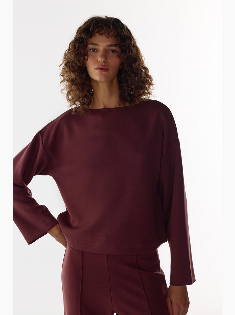 Haut à manches longues silky touch penti Rouge bordeaux - Kiabi