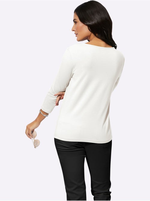 Haut à manches trois quarts et dentelle florale au col v - taille standard - helline - Kiabi Haut à manches trois quarts et dentelle florale au col v - taille standard - helline - Kiabi