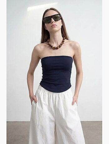 Haut bandeau court sans bretelles femme dilvin